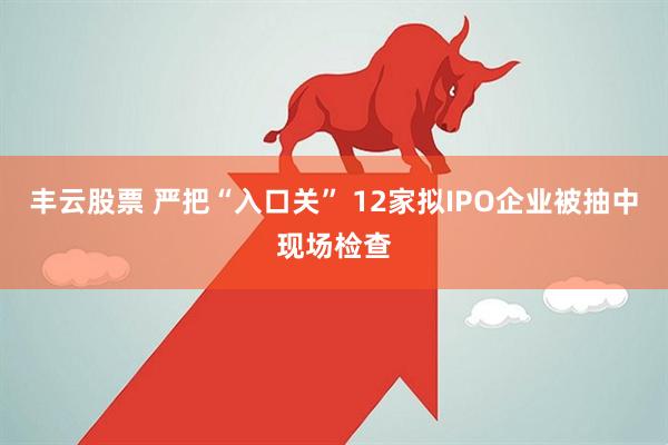 丰云股票 严把“入口关” 12家拟IPO企业被抽中现场检查